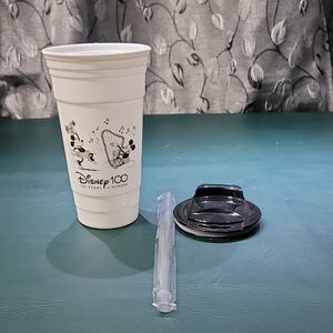 Disney 100 White Tumbler with Black Lid